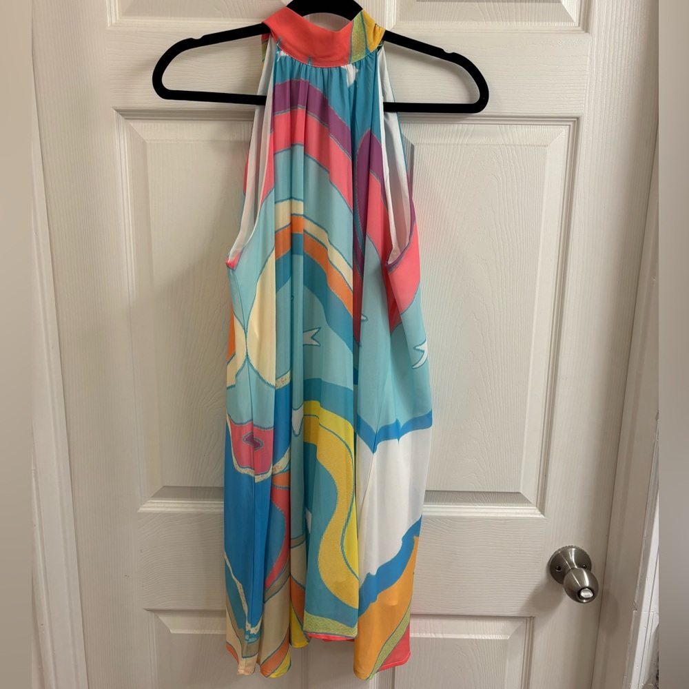 AURA Rainbow Galaxy Tie- Neck Dress Size M